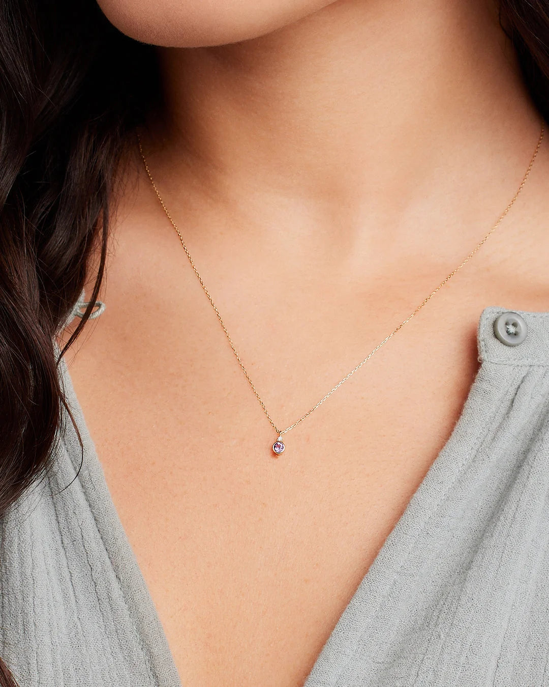 Dainty Birthstone Pendant Necklace