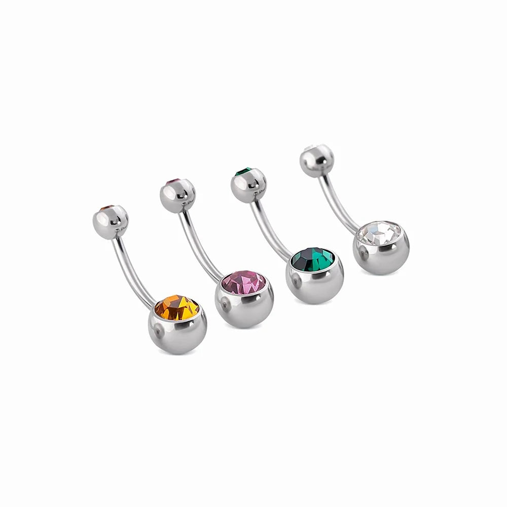 Double Gem Belly Button Piercing Ring