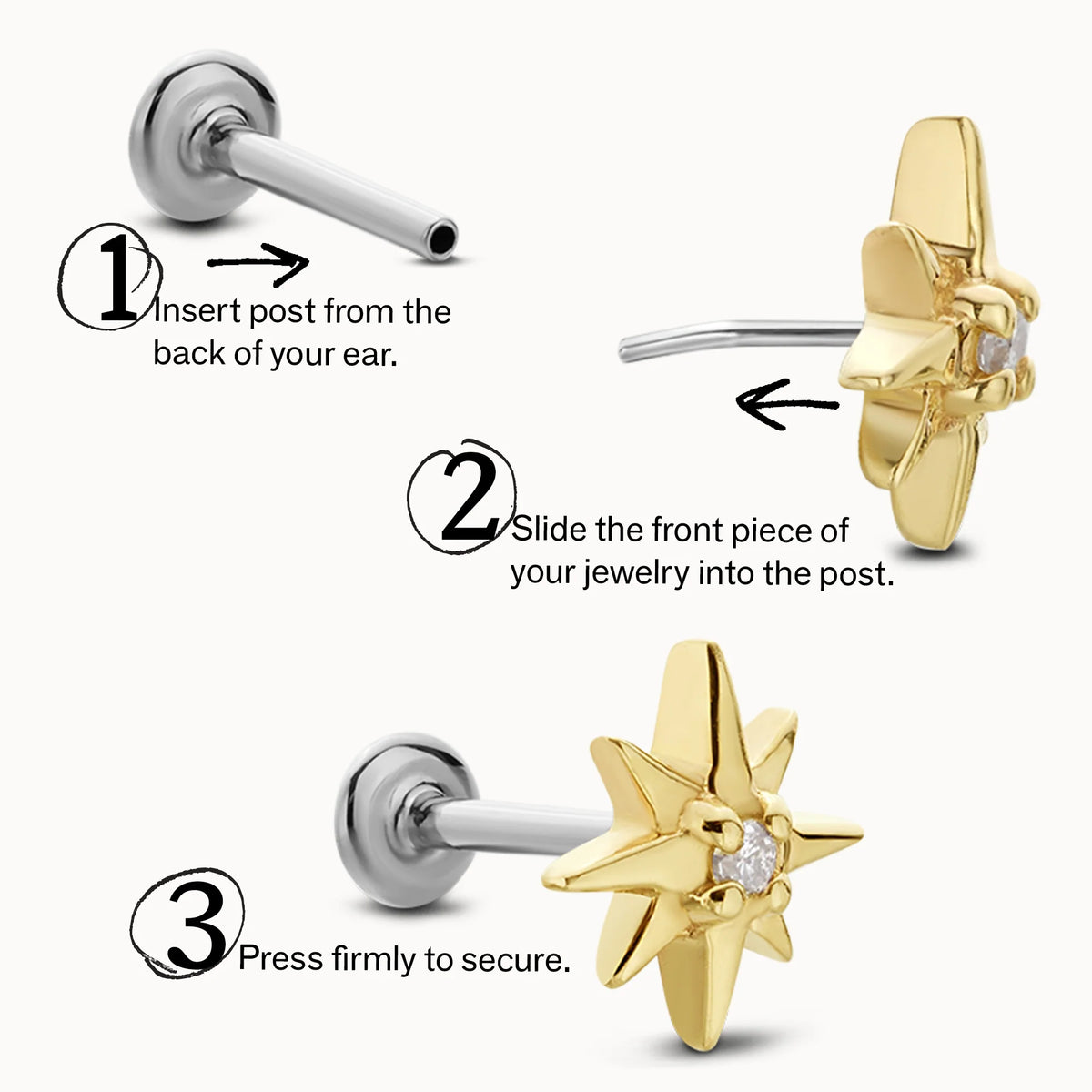 Hypoallergenic Flat Back Stud Earrings