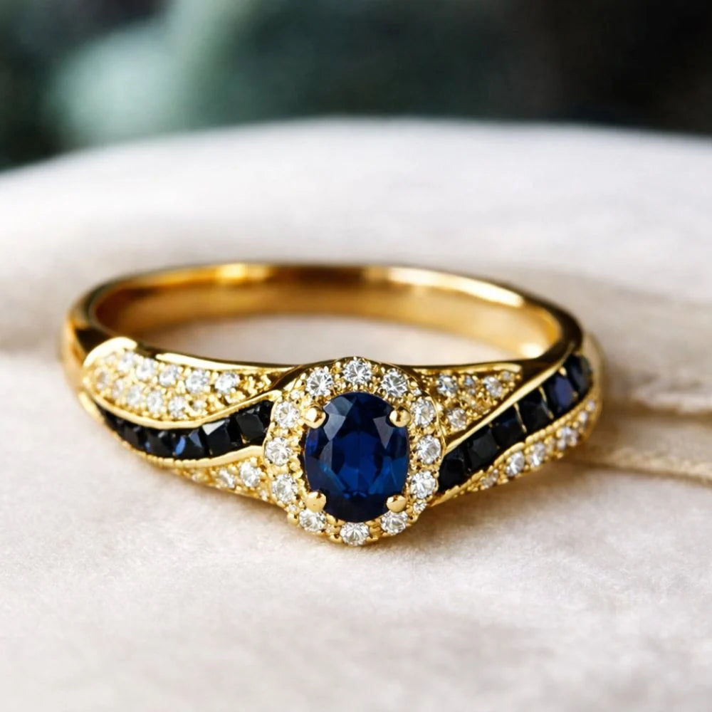 Blue Stone Halo Ring