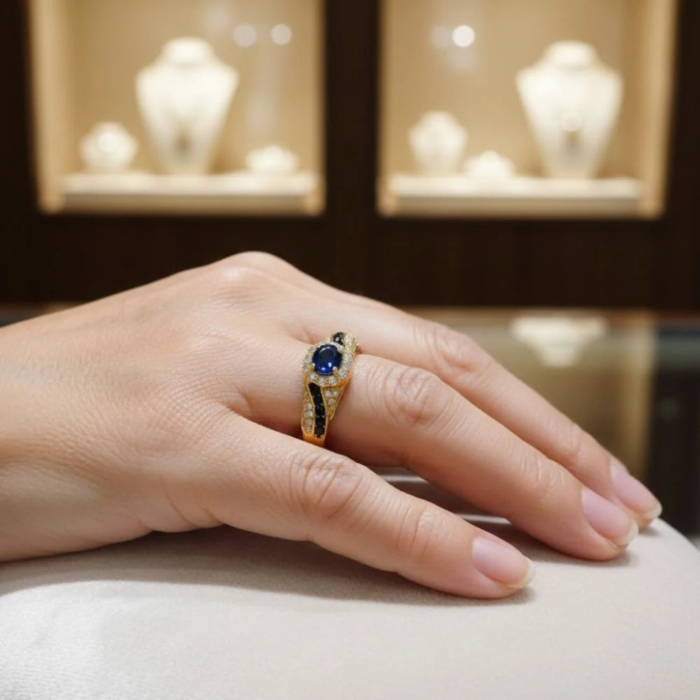 Blue Stone Halo Ring