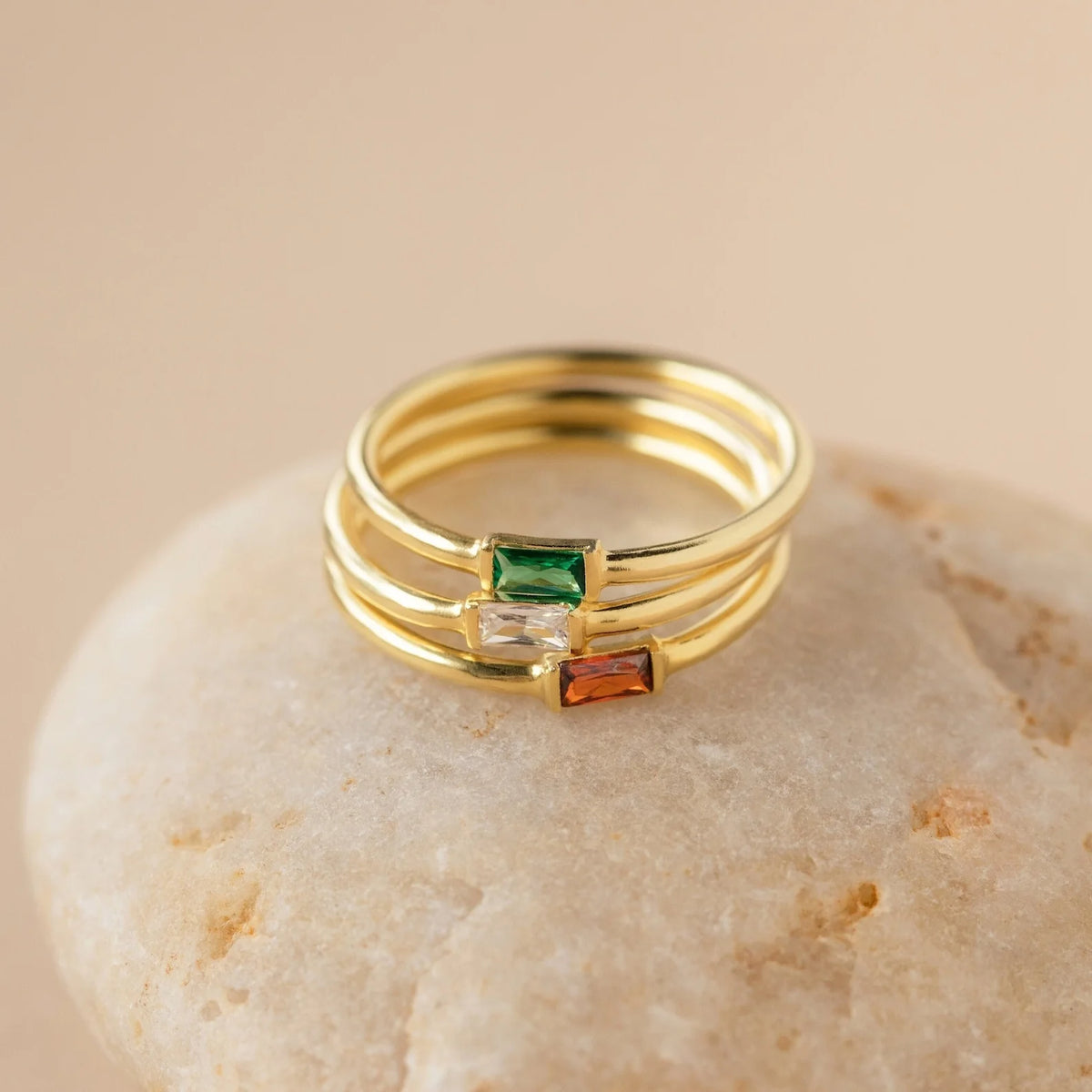 Baguette Birthstone Stacking Ring