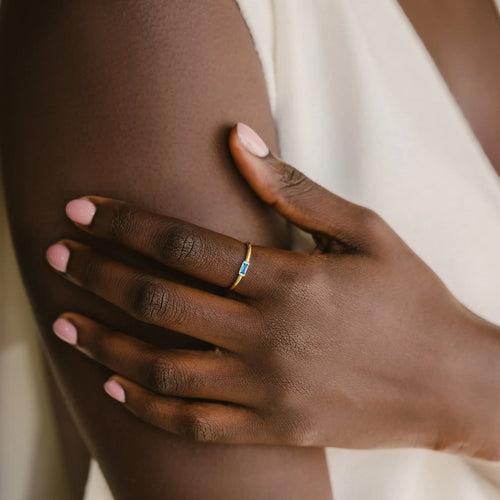 Baguette Birthstone Stacking Ring