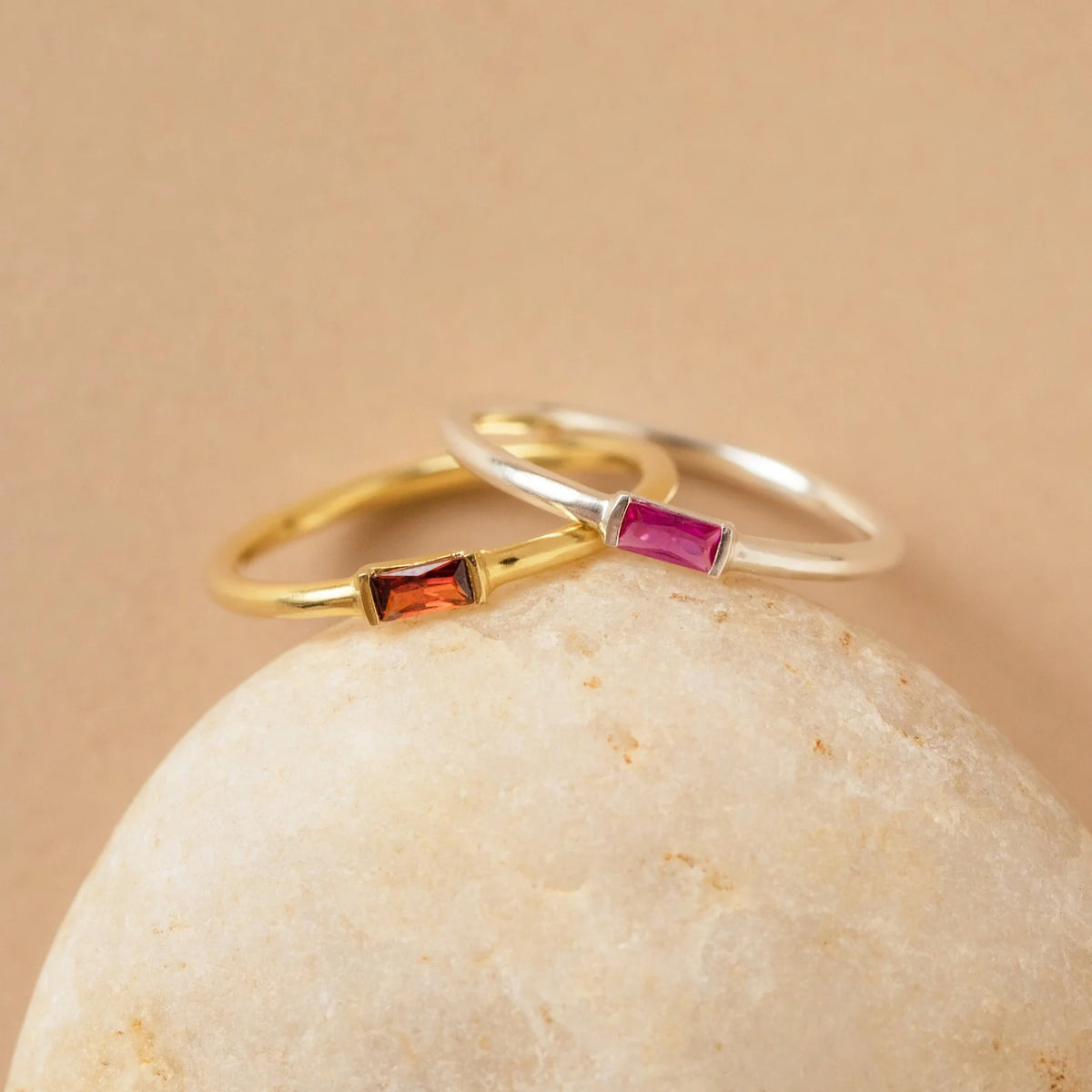 Baguette Birthstone Stacking Ring