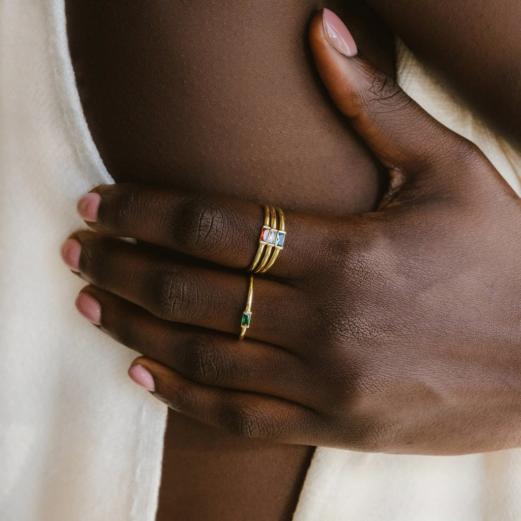 Baguette Birthstone Stacking Ring