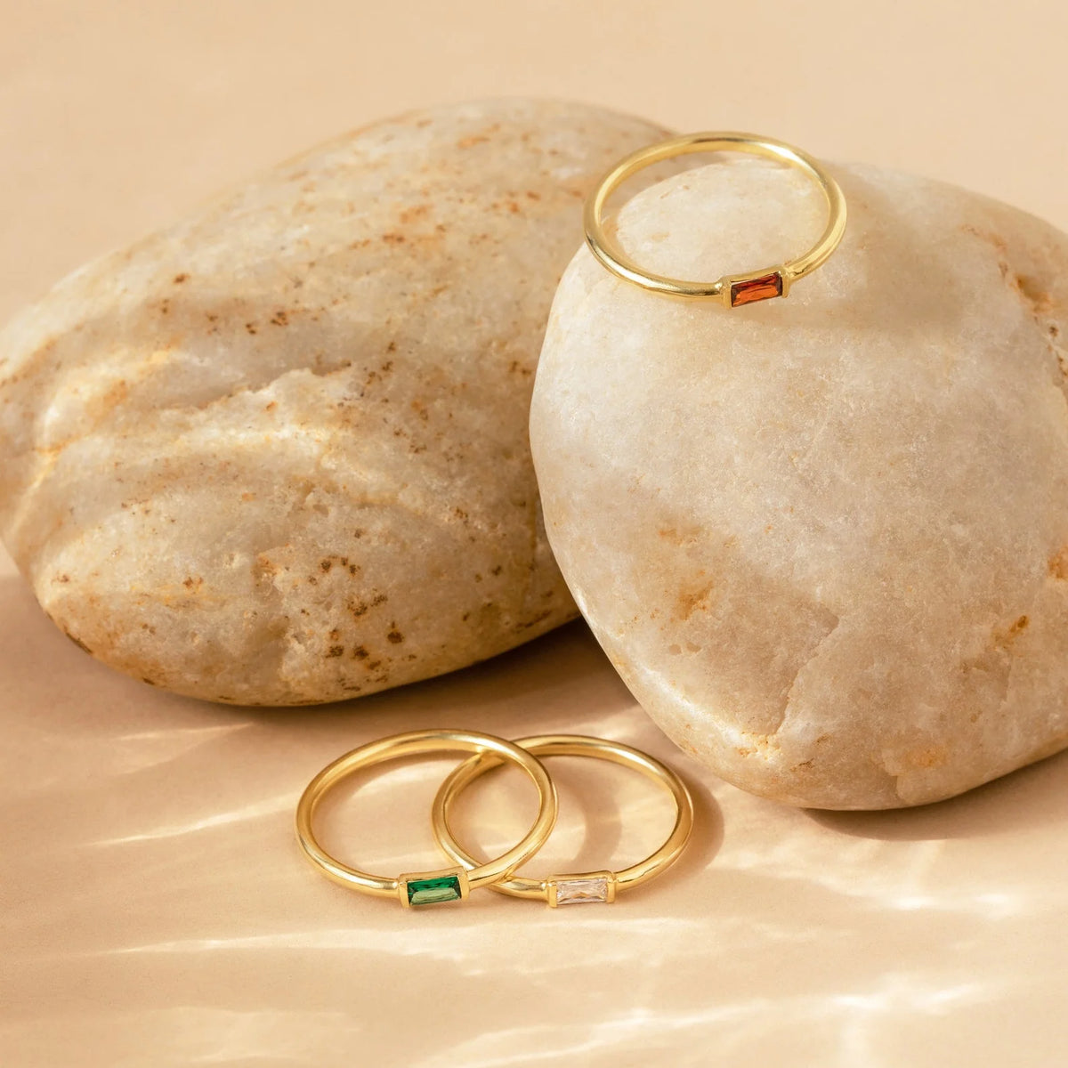 Baguette Birthstone Stacking Ring