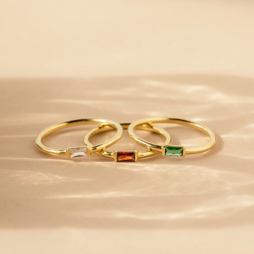 Baguette Birthstone Stacking Ring