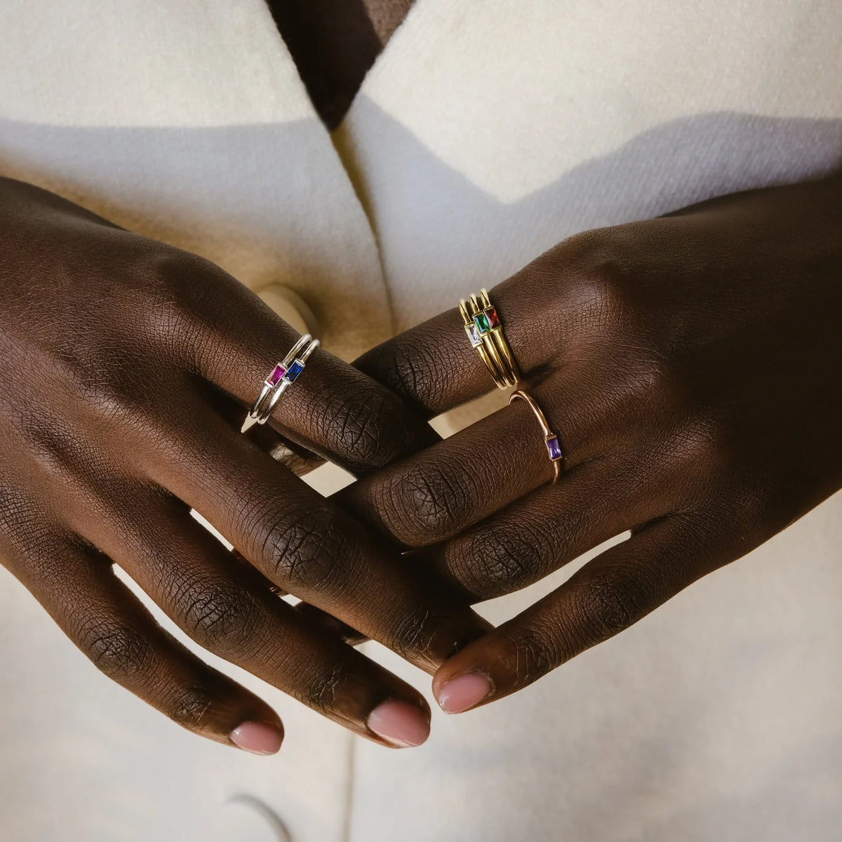 Baguette Birthstone Stacking Ring