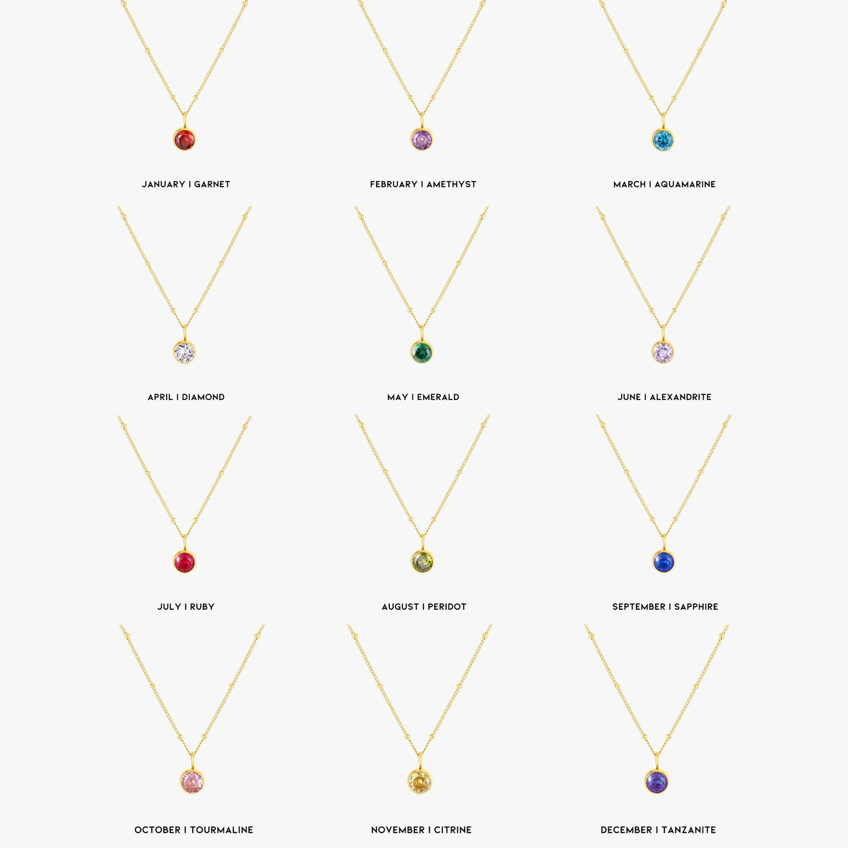 Waterproof Birthstone Necklace