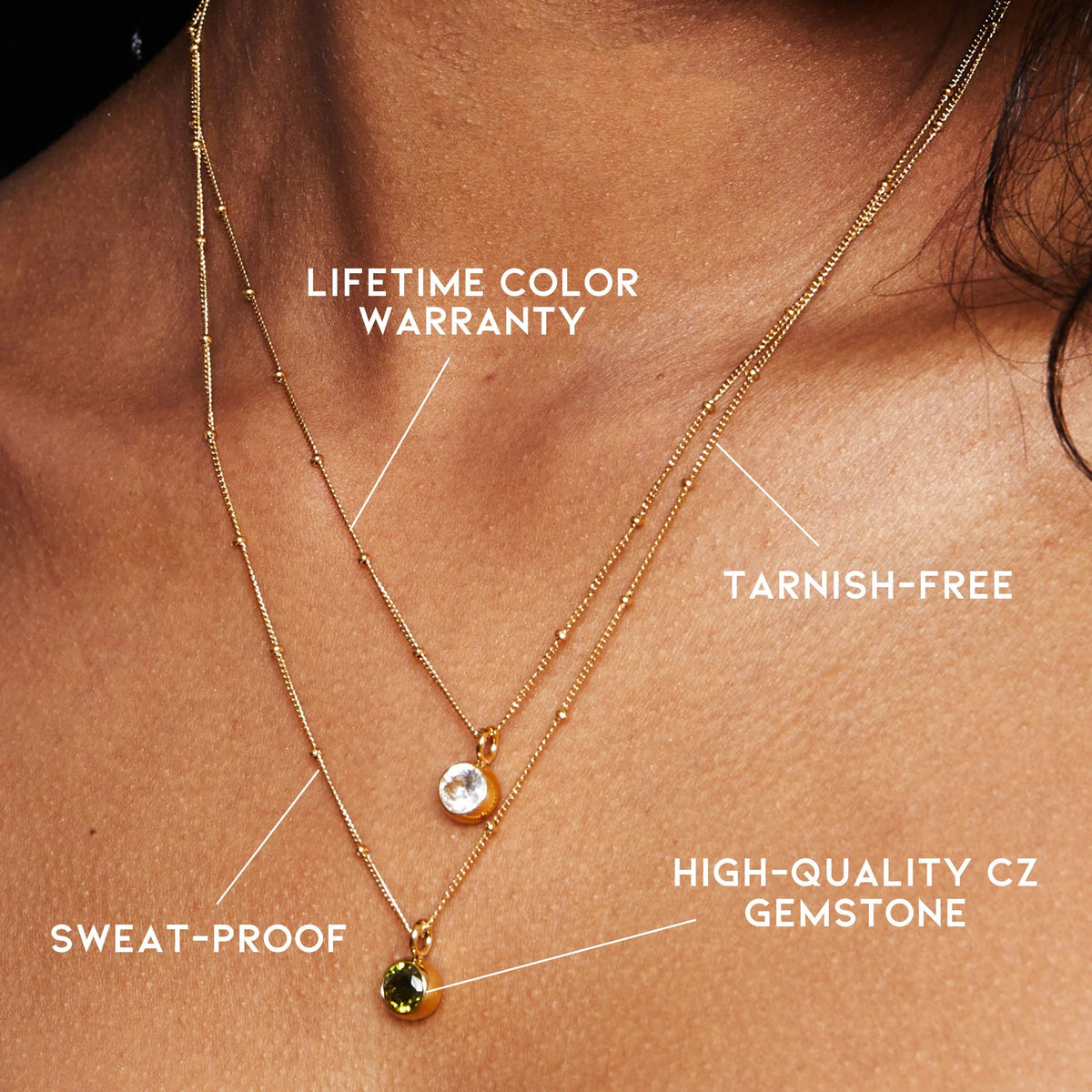 Waterproof Birthstone Necklace