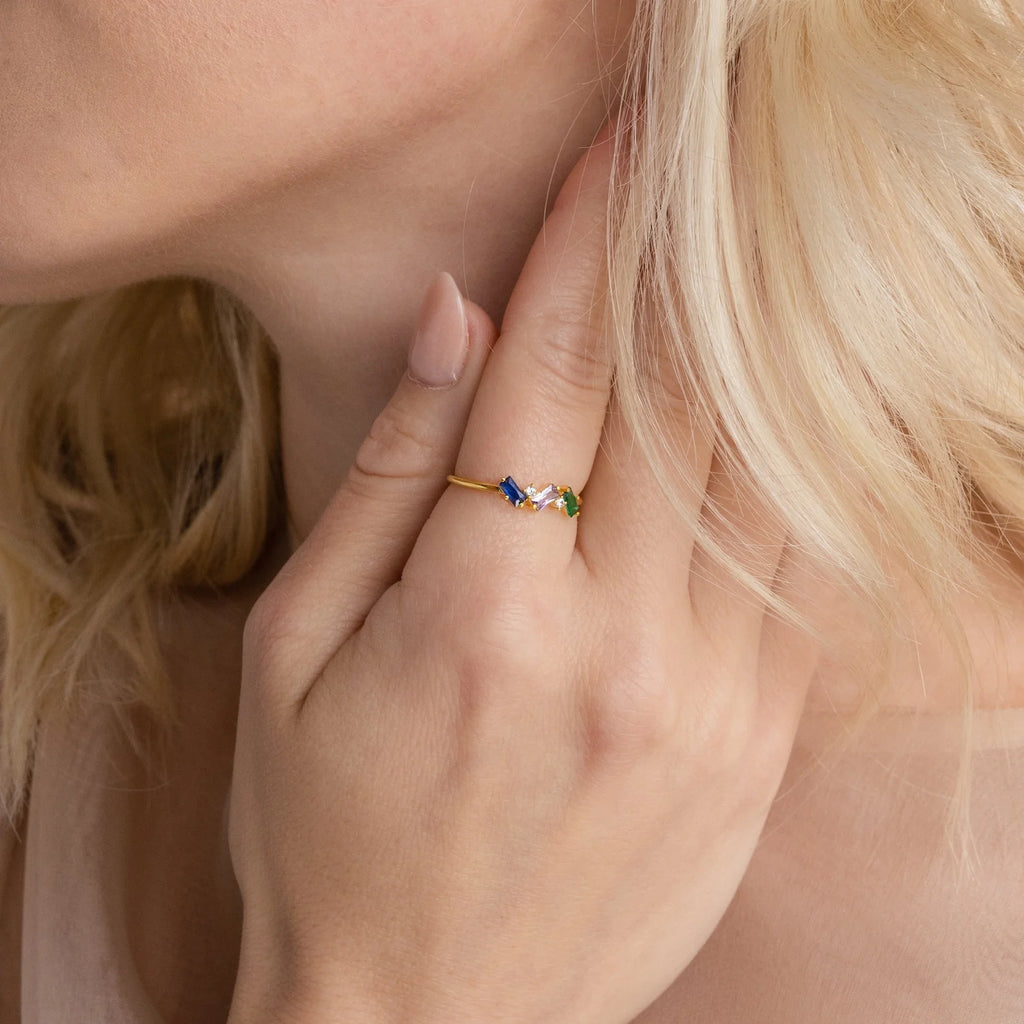 Mothers Birthstone Baguette Ring