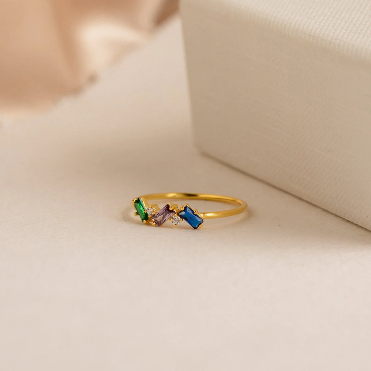 Mothers Birthstone Baguette Ring