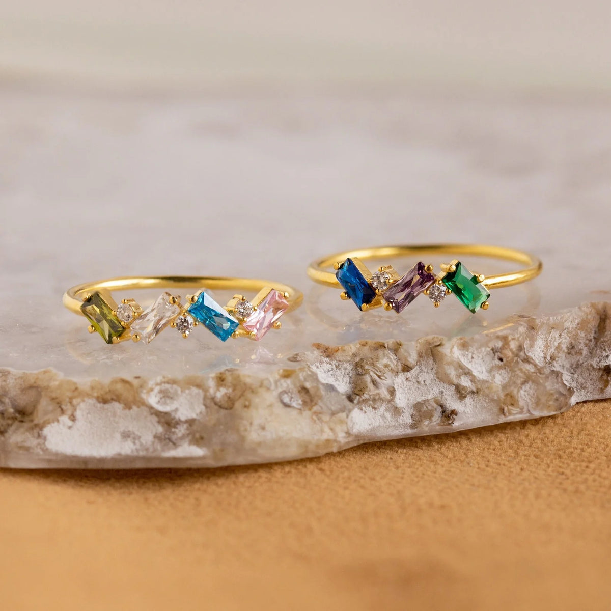 Mothers Birthstone Baguette Ring