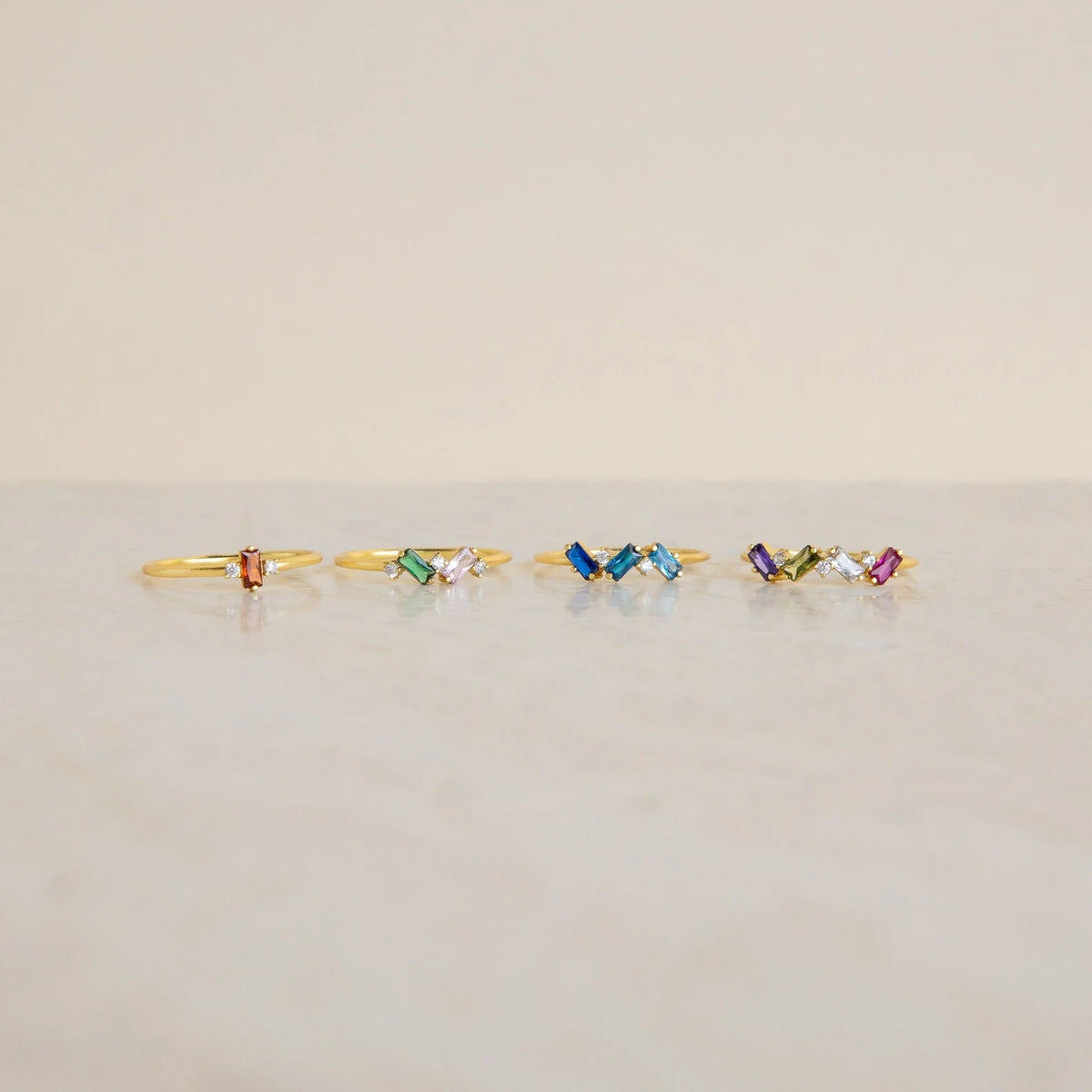 Mothers Birthstone Baguette Ring