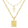 Initial and Cross Necklace Set