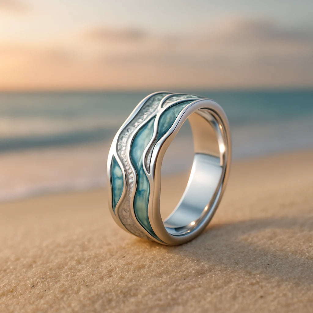 Blue Stone Waves Ring