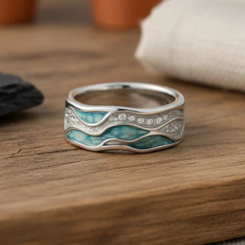 Blue Stone Waves Ring