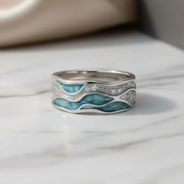 Blue Stone Waves Ring