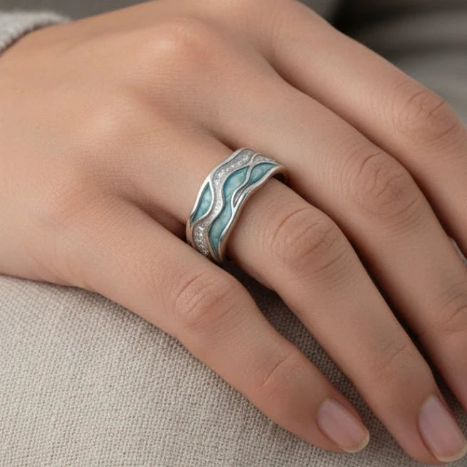 Blue Stone Waves Ring