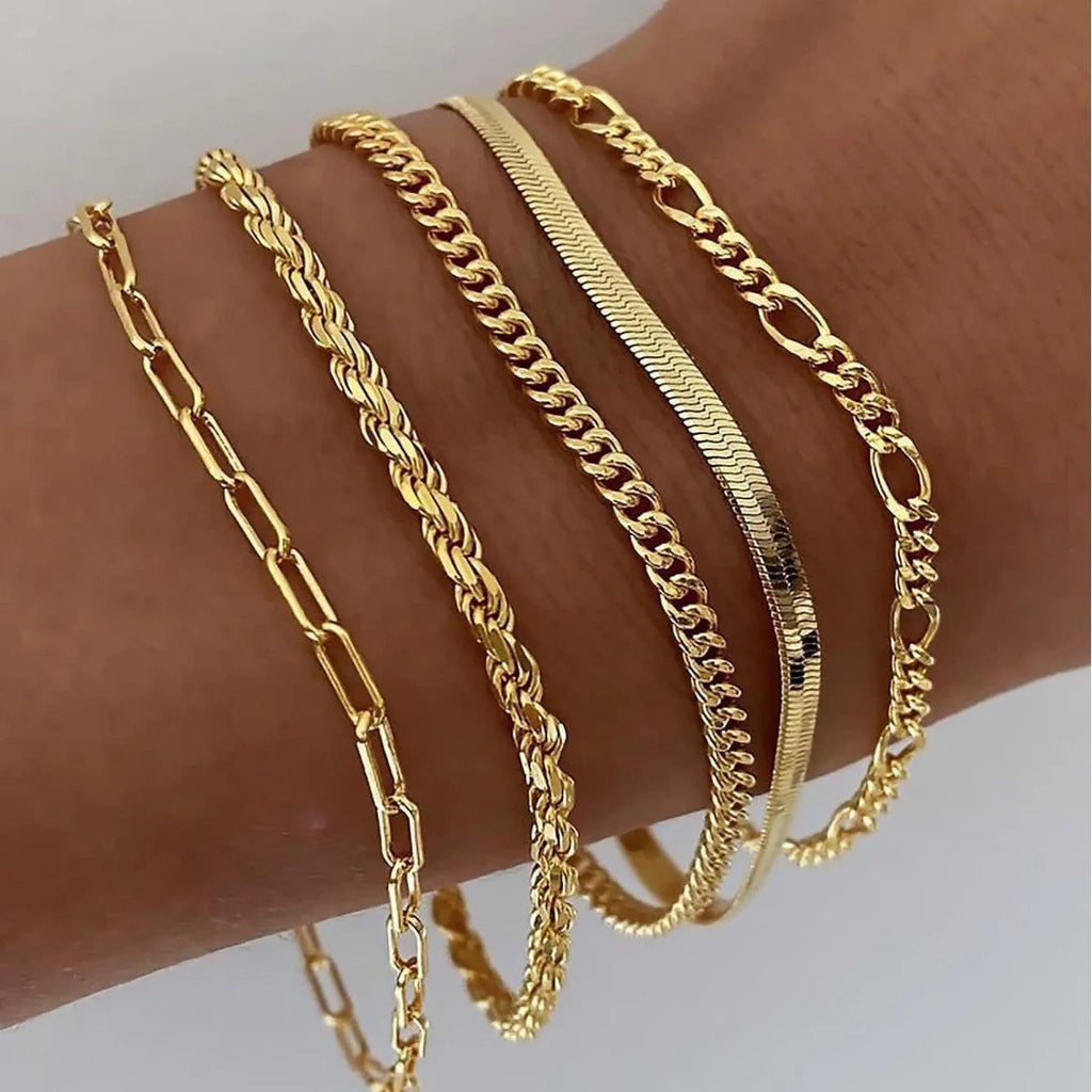 Layered Chain Bracelet Set