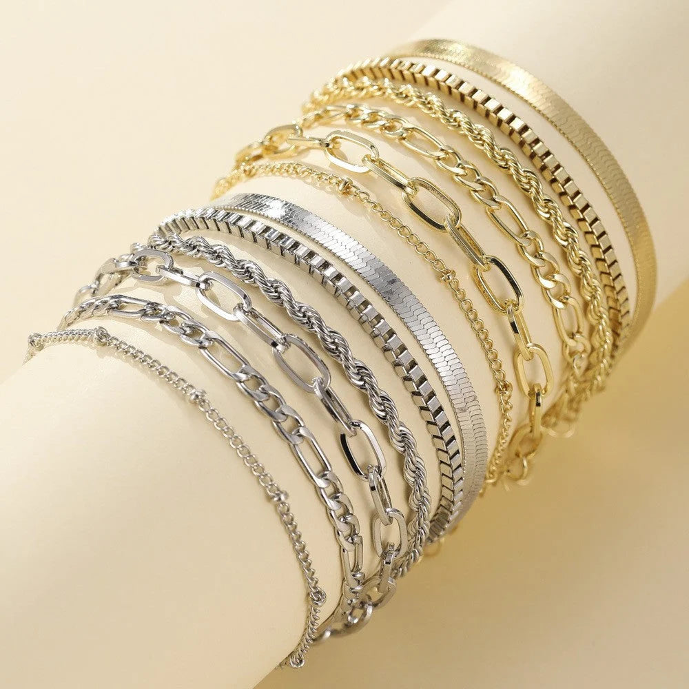 Layered Chain Bracelet Set