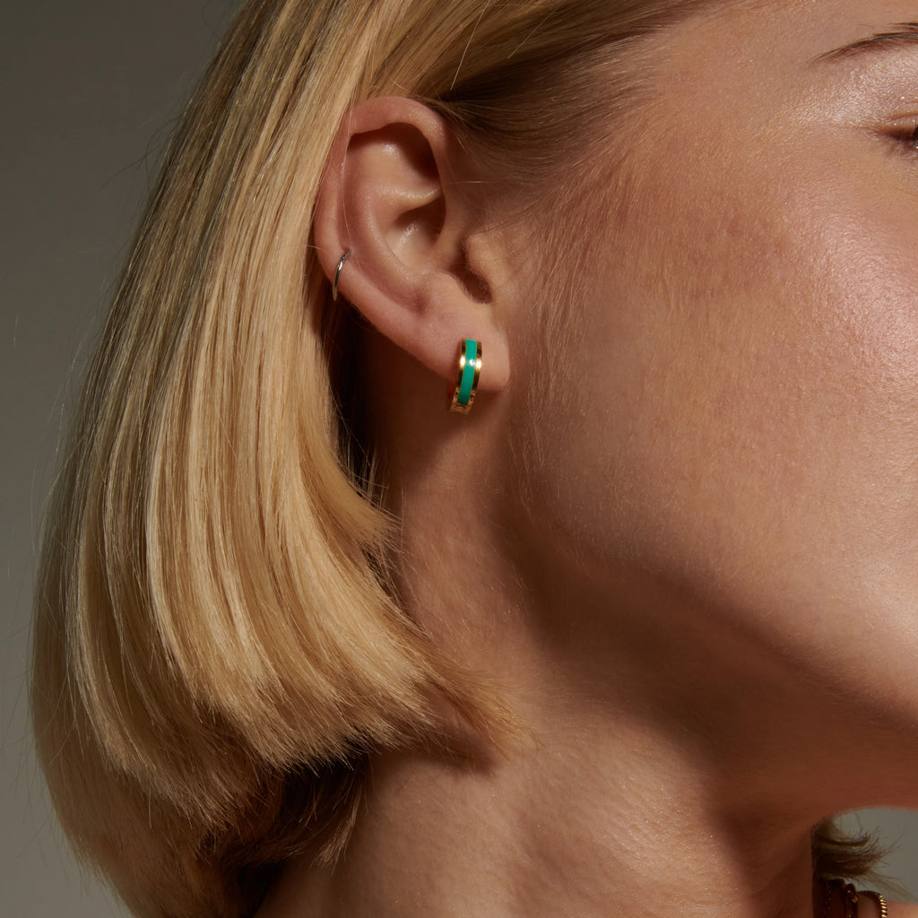 Stripe Huggie Hoop Earrings