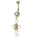 Pearl Cross Belly Button Piercing Ring