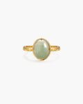 Green Stone Hammered Ring