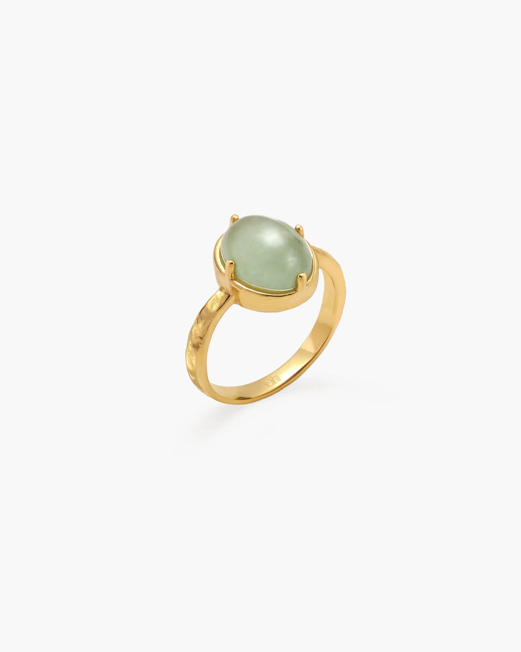 Green Stone Hammered Ring
