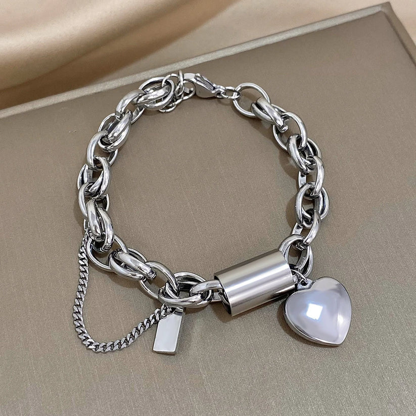 Lock and Heart Charm Bracelet