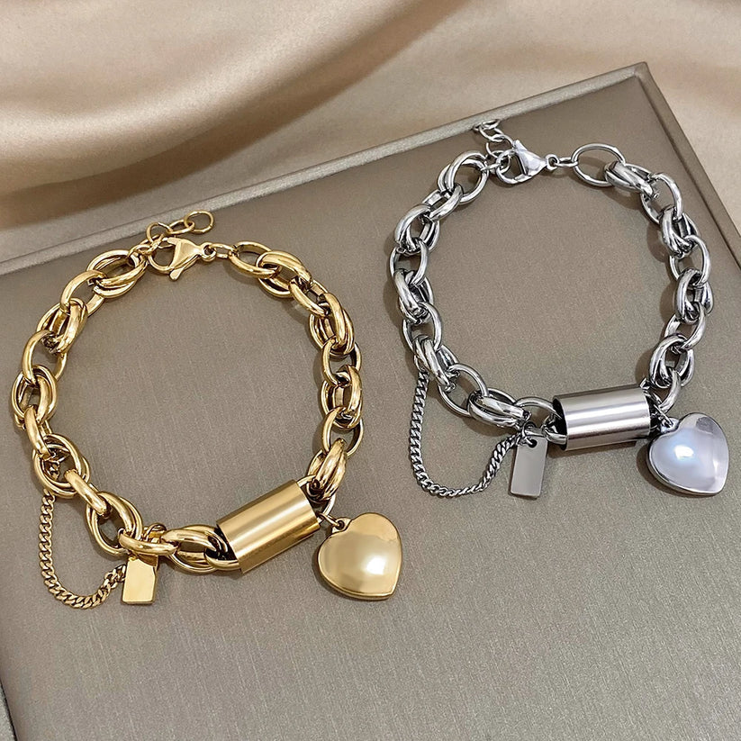 Lock and Heart Charm Bracelet