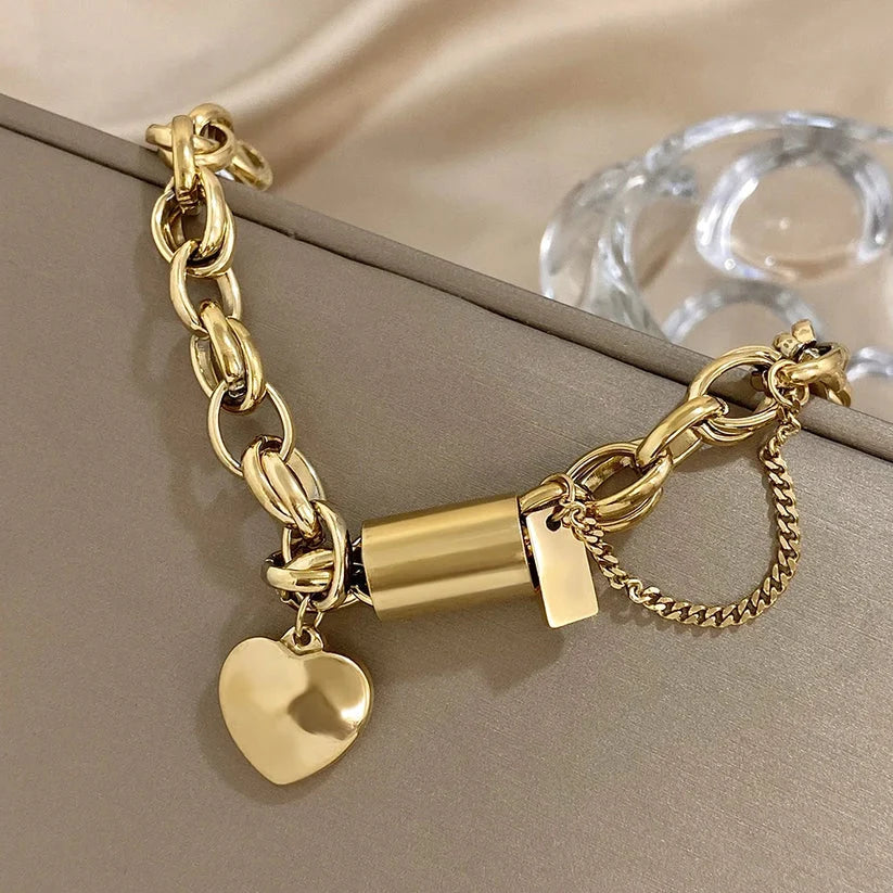 Lock and Heart Charm Bracelet