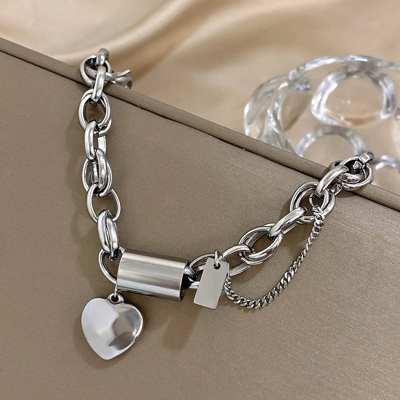 Lock and Heart Charm Bracelet