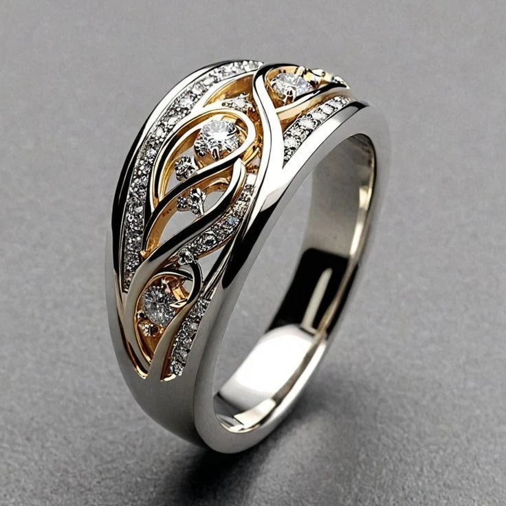 Two-Tone Hollow Statement Ring