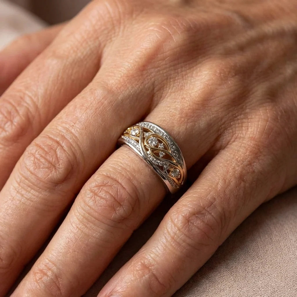 Two-Tone Hollow Statement Ring