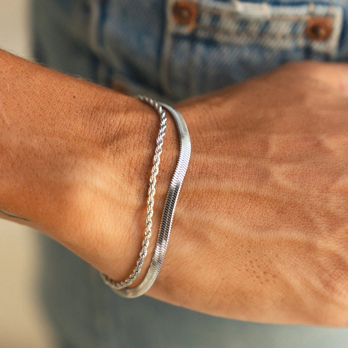 Layered Herringbone Rope Bracelet