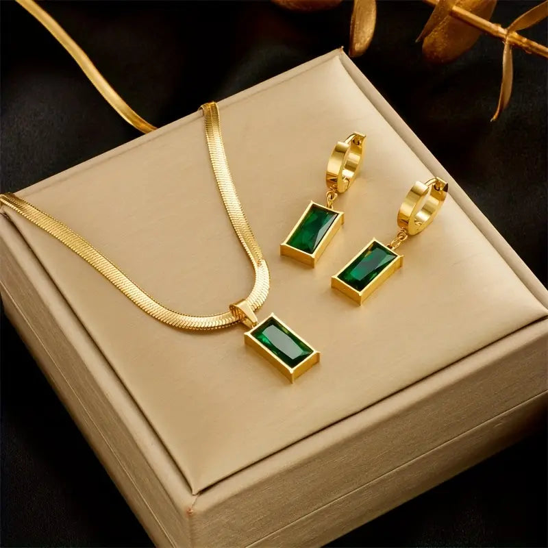 Green Stone Jewelry Set