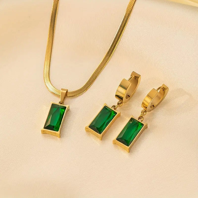 Green Stone Jewelry Set
