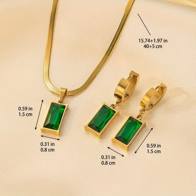 Green Stone Jewelry Set