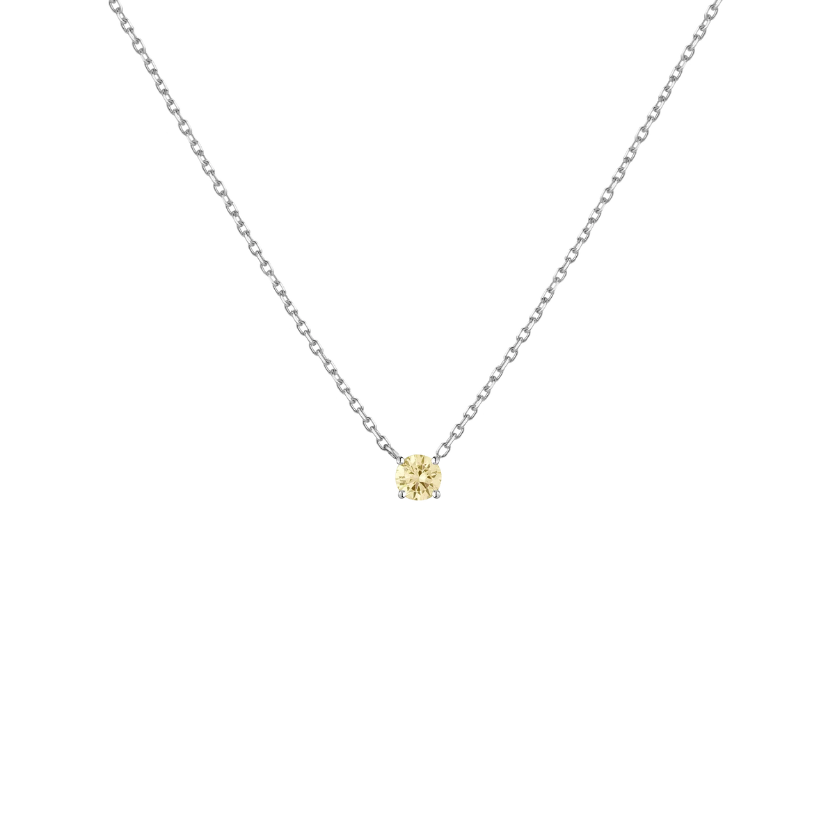 Yellow Solitaire Pendant Necklace