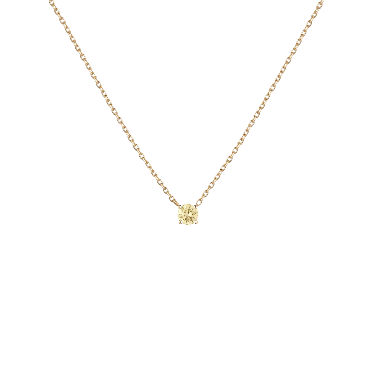 Yellow Solitaire Pendant Necklace