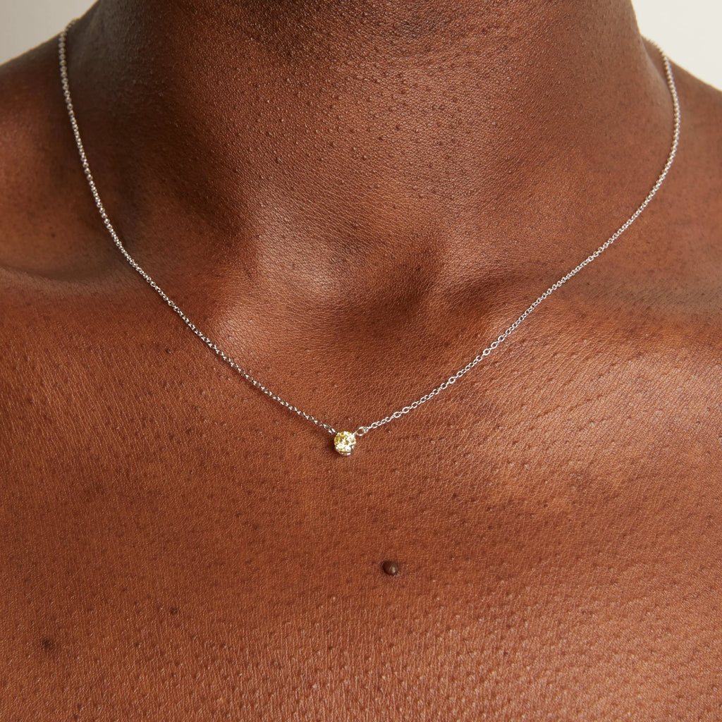 Yellow Solitaire Pendant Necklace