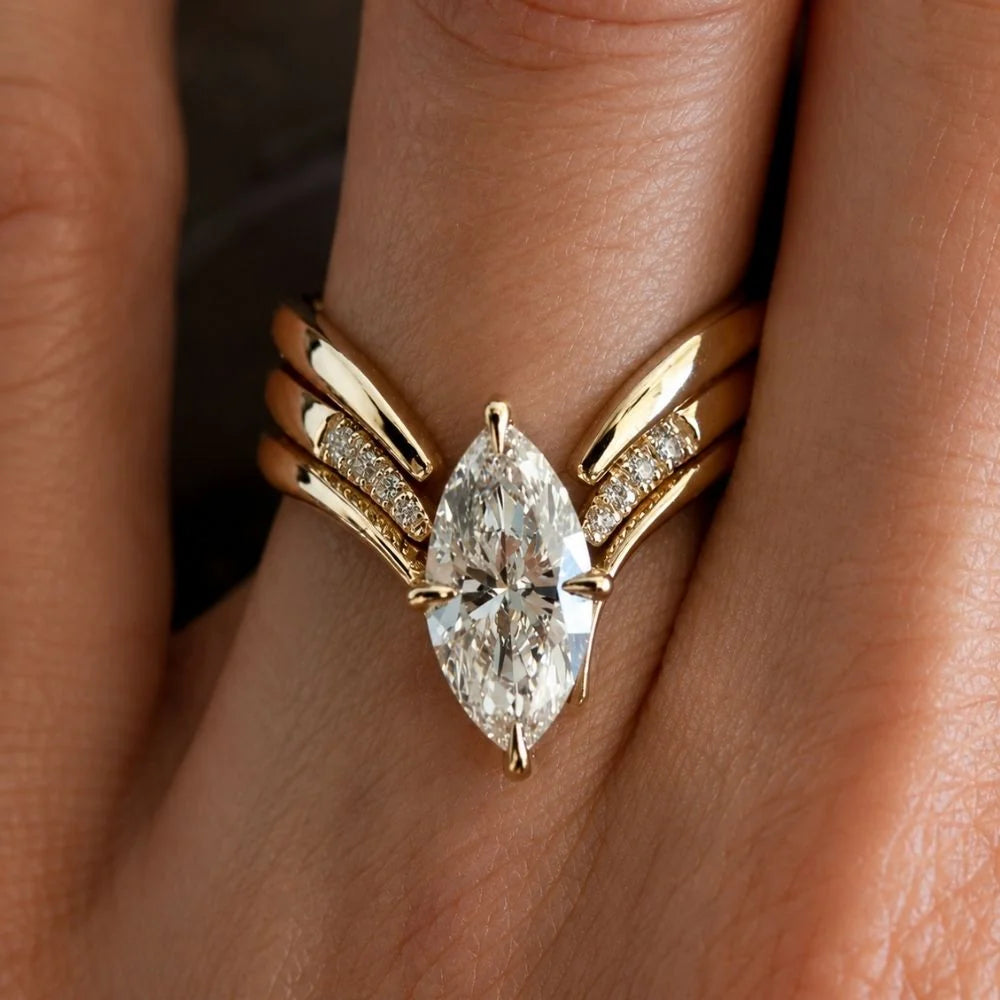 Marquise Engagement Rings for Women Set