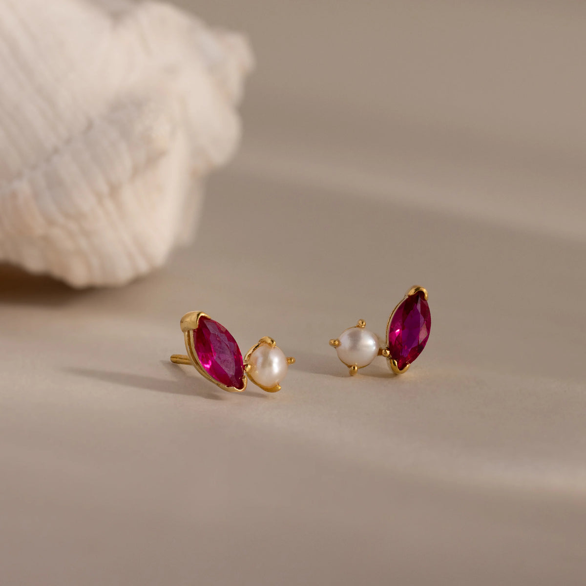 July Birthstone Pearl Stud Earrings