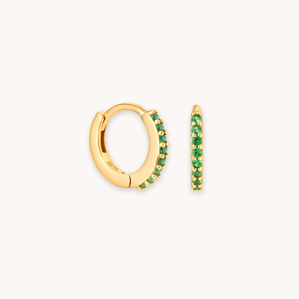 May Birthstone Huggie Earrings