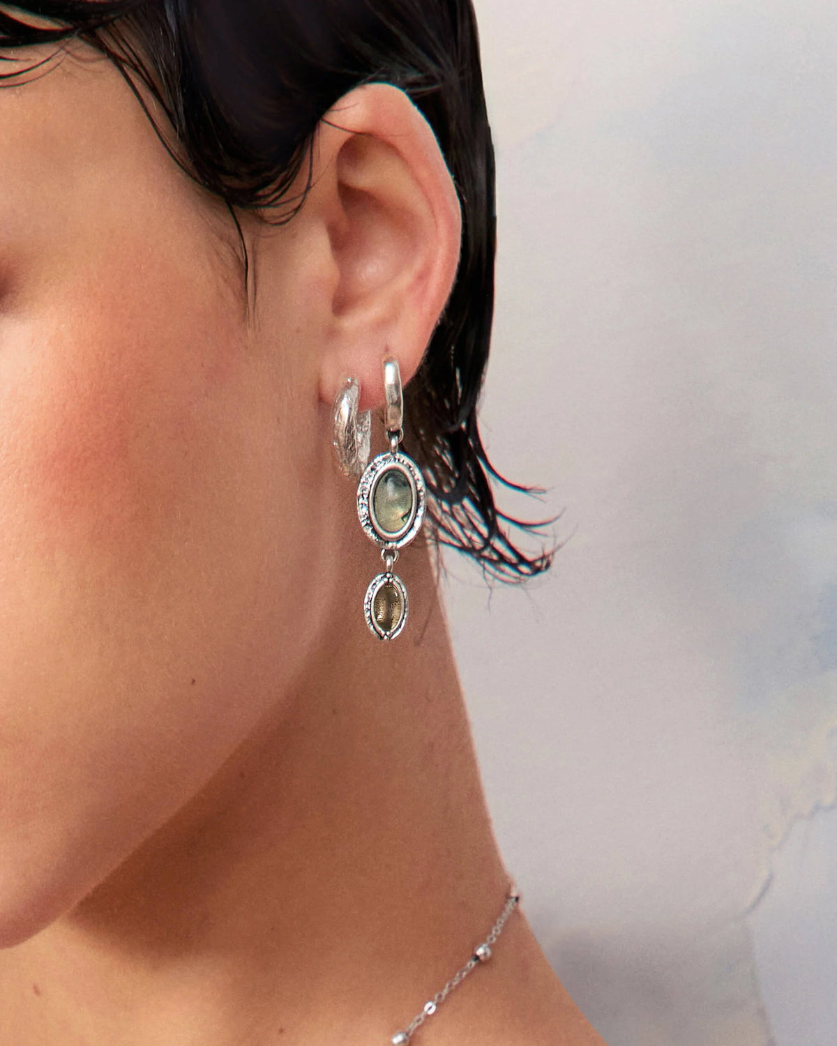 Green Stone Amulet Earrings