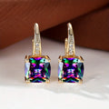 Square Stone Huggie Drop Earrings