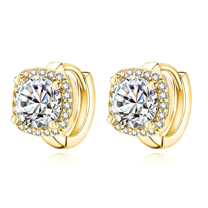 Square Halo Huggie Earrings