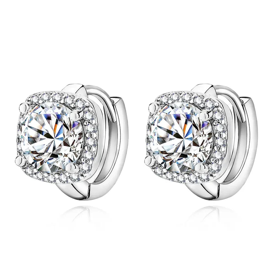 Square Halo Huggie Earrings