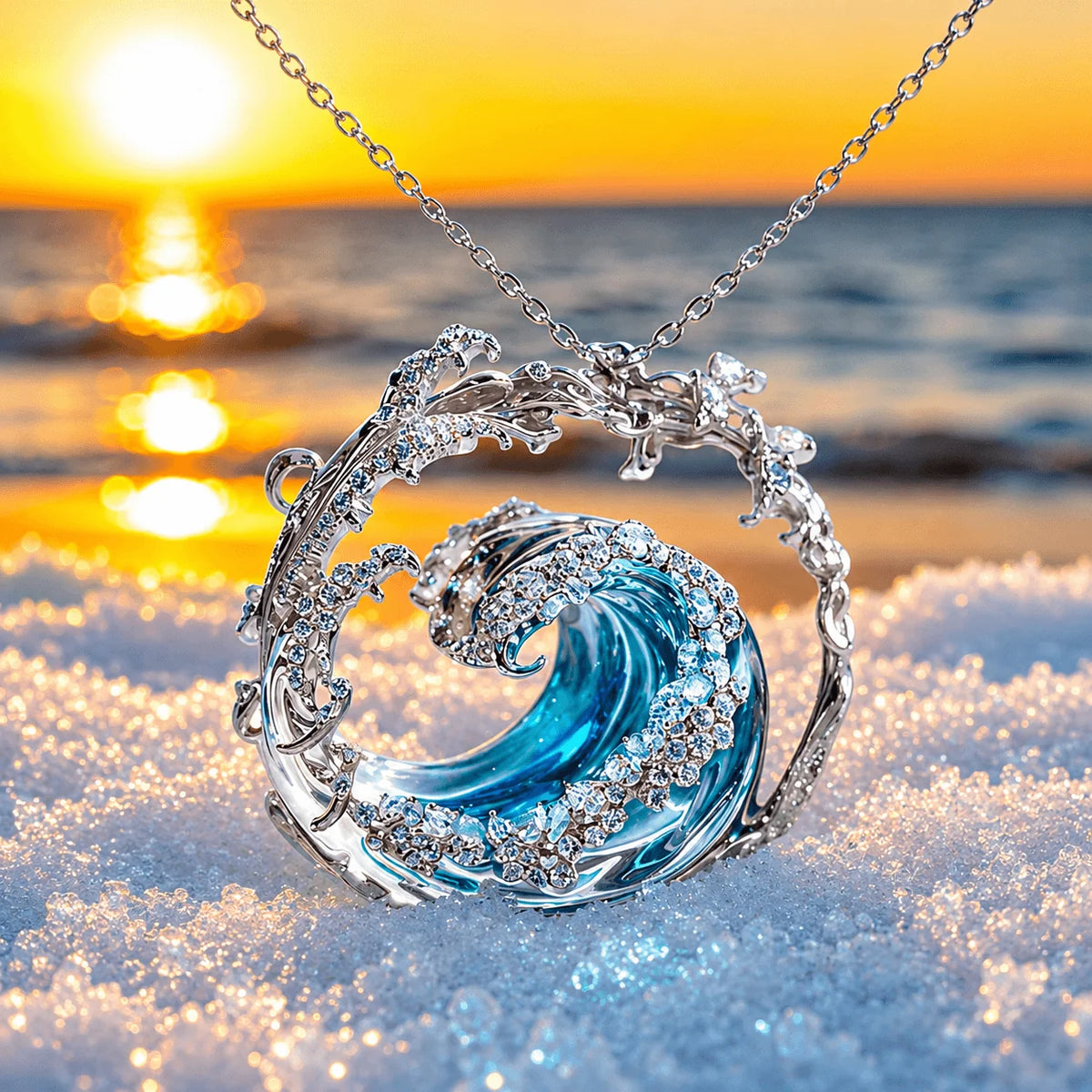 Ocean Wave Pendant Necklace